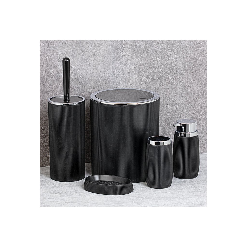 Badezimmerzubehör-Set, 5-teilig, Kunststoff schwarz
