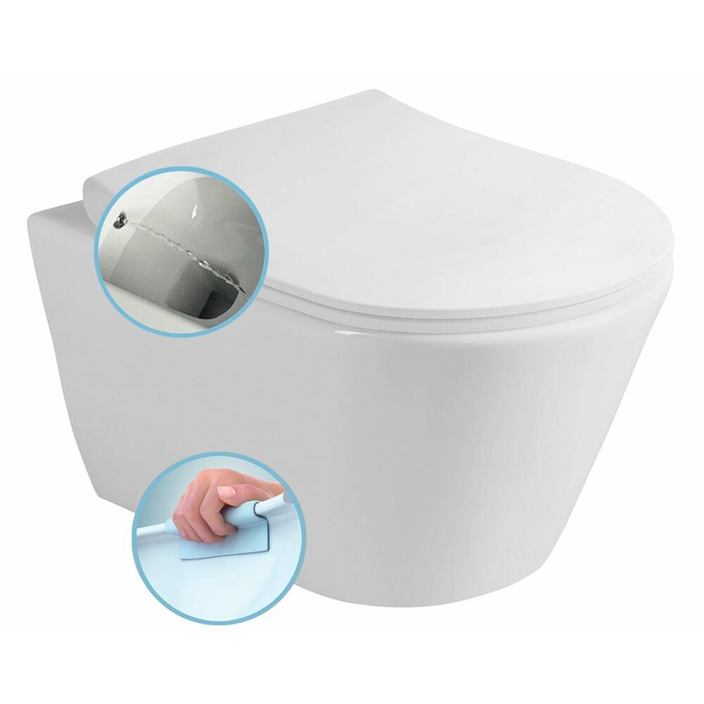 Hänge-WC Ava mit Bidet Funktion, spülrandlos, 35,5x53 cm,  weiß 