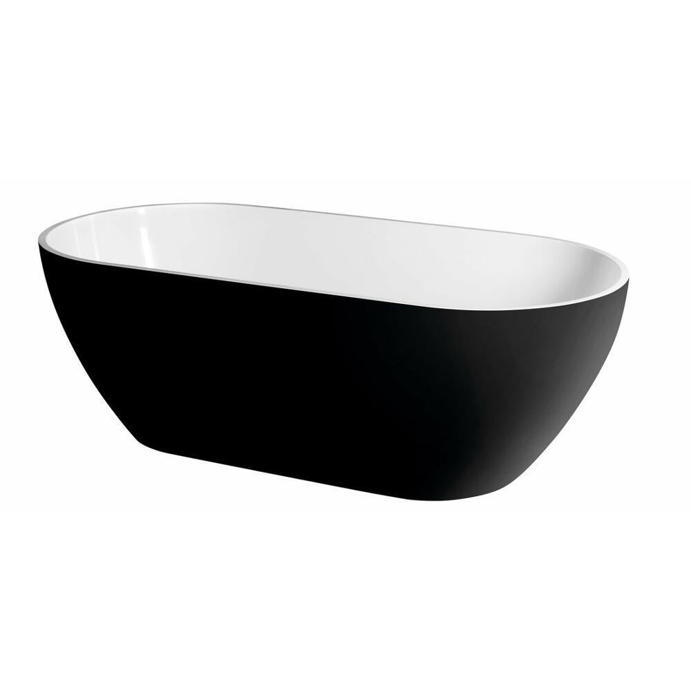 Freistehende Badewanne 150x75x58cm, schwarz/weiß 